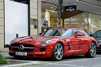 Mercedes SLS red Carspotting à Francfort (Frankfurt-am-Main), août 2014